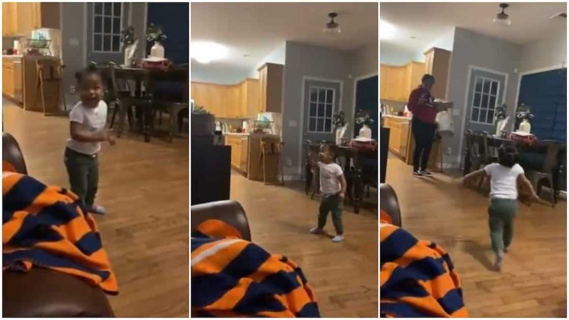 See this baby's excited reactions when her mum comes home, she jumps up, screams (video) See this baby's excited reactions when her mum comes home, she jumps up, screams (video)