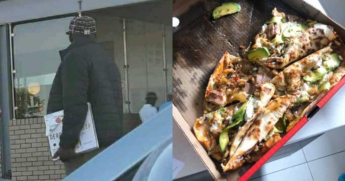 Pizza, carrying food, Mzansi, South Africa, viral image, trending news, reactions Pizza, carrying food, Mzansi, South Africa, viral image, trending news, reactions