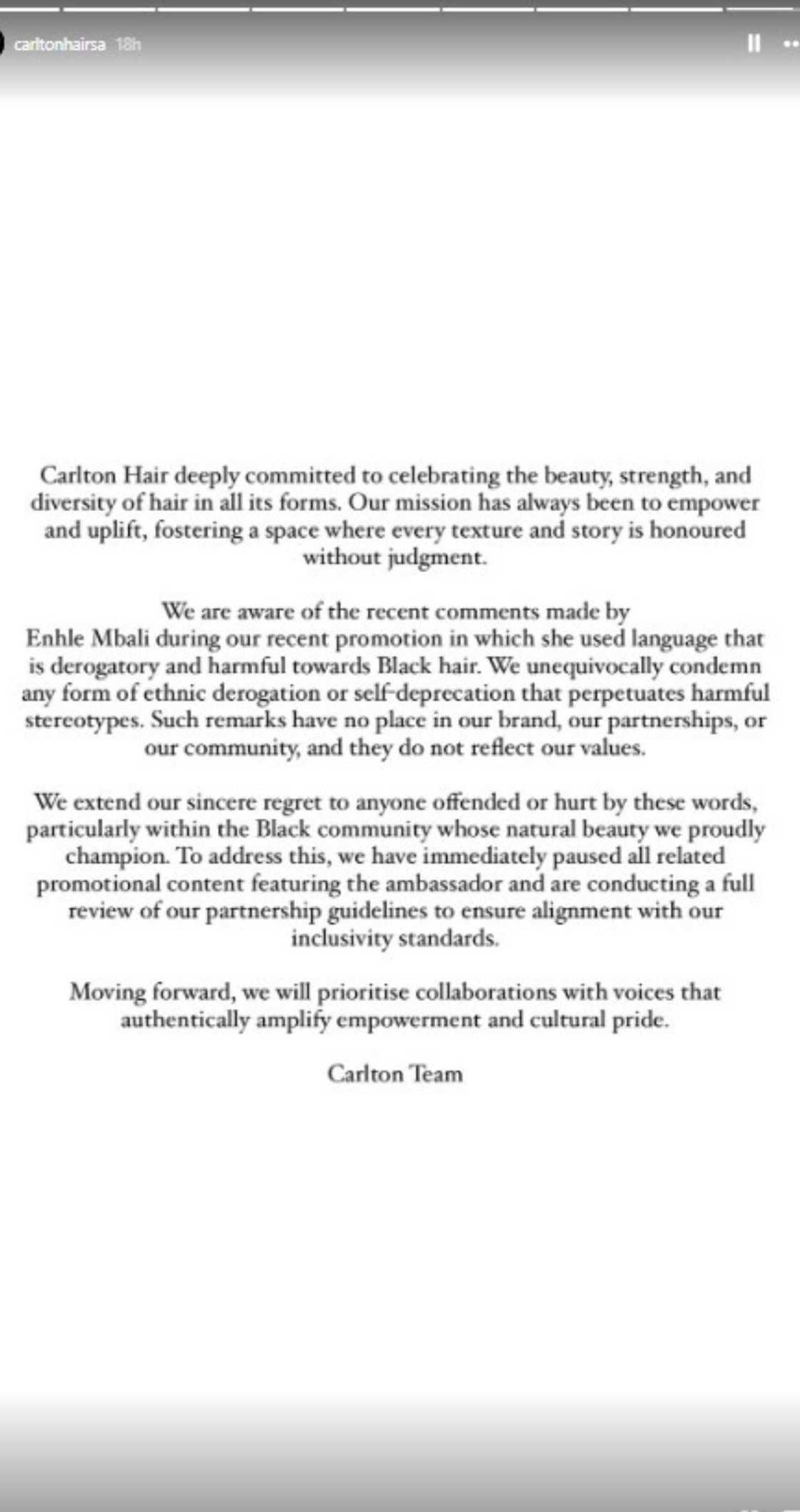 Carlton Hair talks Enhle Mbali Carlton Hair talks Enhle Mbali