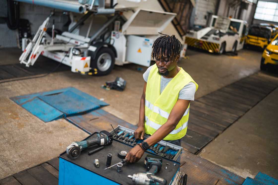 A male aeronautical engineer on duty A male aeronautical engineer on duty