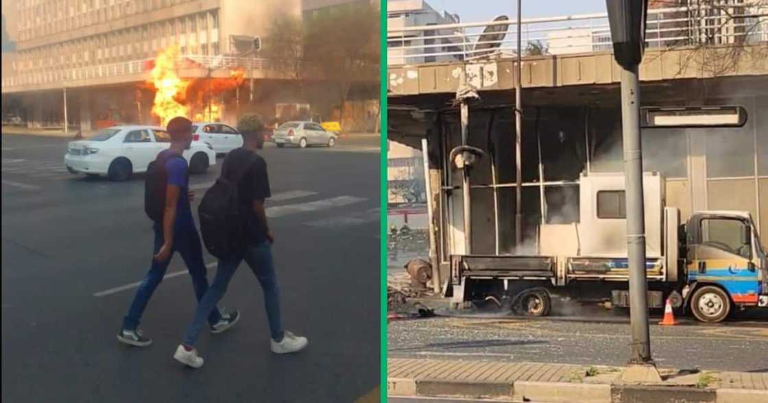 An Egoli gas truck and building were engulfed by flames in Braamfontein, Johannesburg