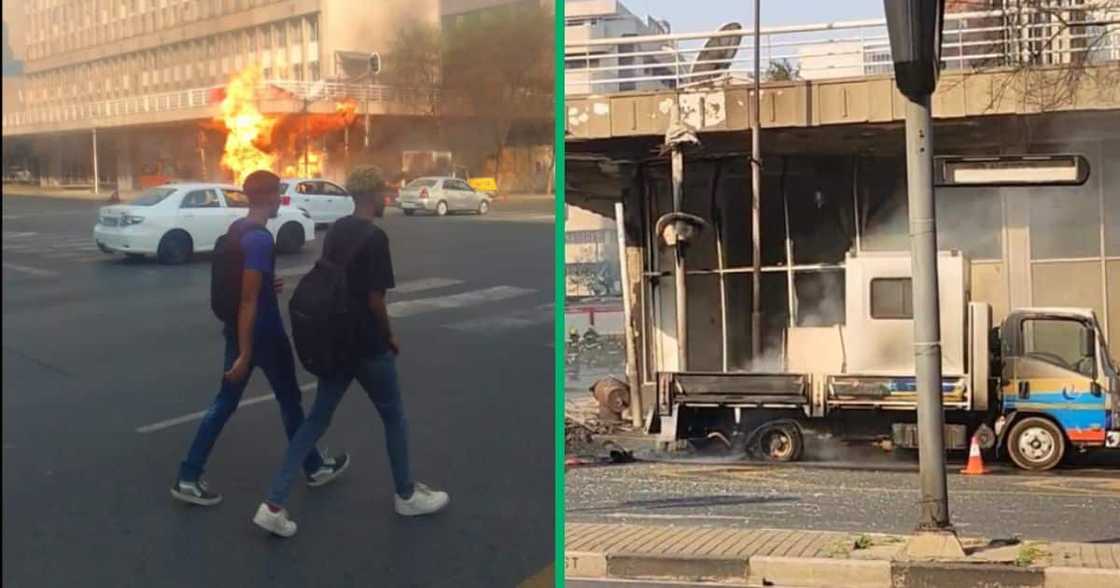 An Egoli gas truck and building were engulfed by flames in Braamfontein, Johannesburg An Egoli gas truck and building were engulfed by flames in Braamfontein, Johannesburg