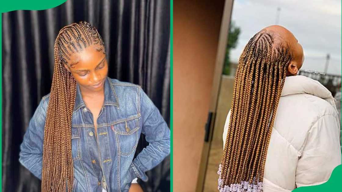 Long brown Fulani tribal braids