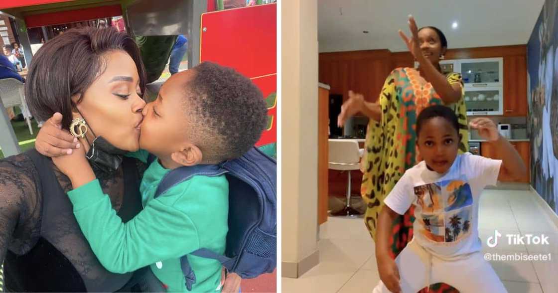 Thembi Seete and son Thembi Seete and son