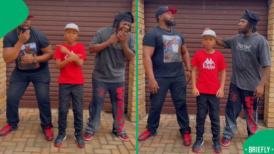 The visual on the right captured a young robot boy, Pop D and Mr NT