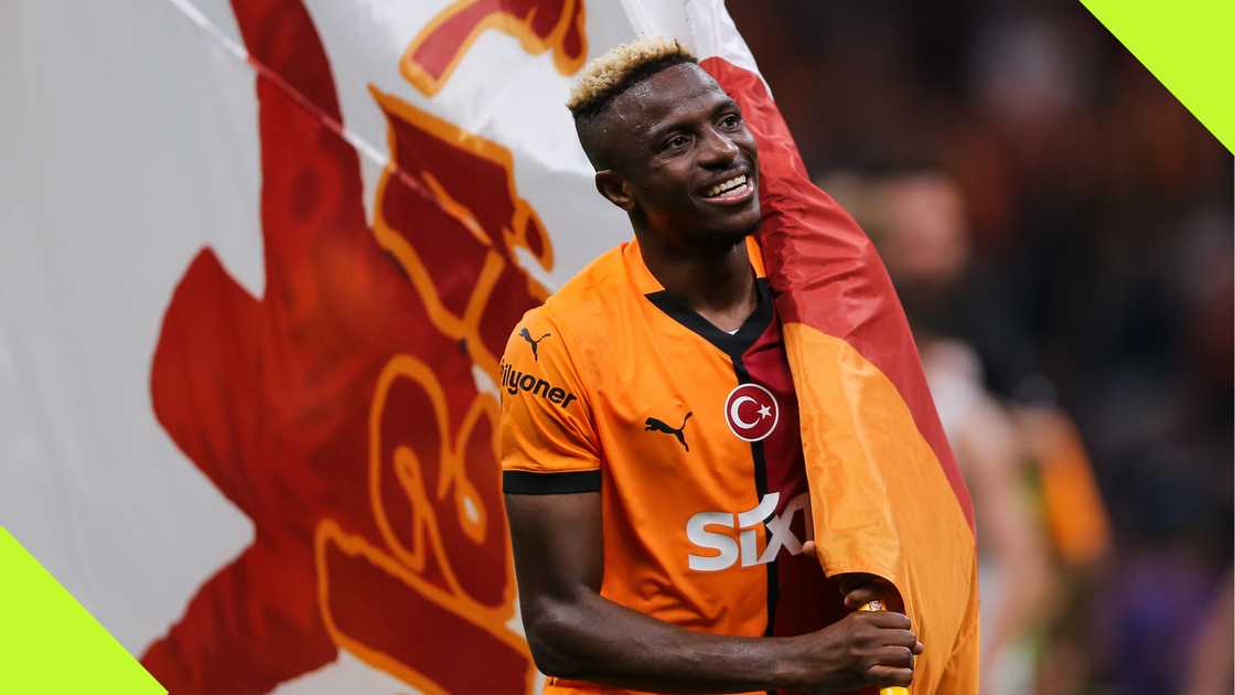 Victor Osimhen celebrating Galatasaray's 5-0 victory over Rizespor.