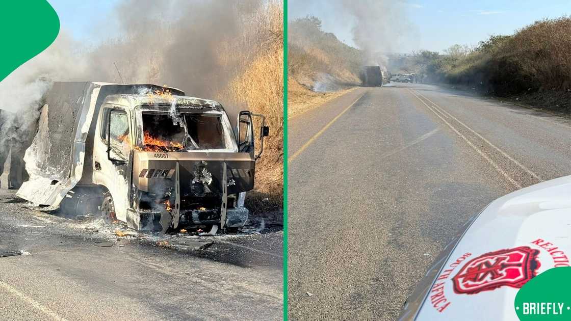 Members of Reaction Unit South Africa (RUSA) arrived at the scene and found the vehicle on fire