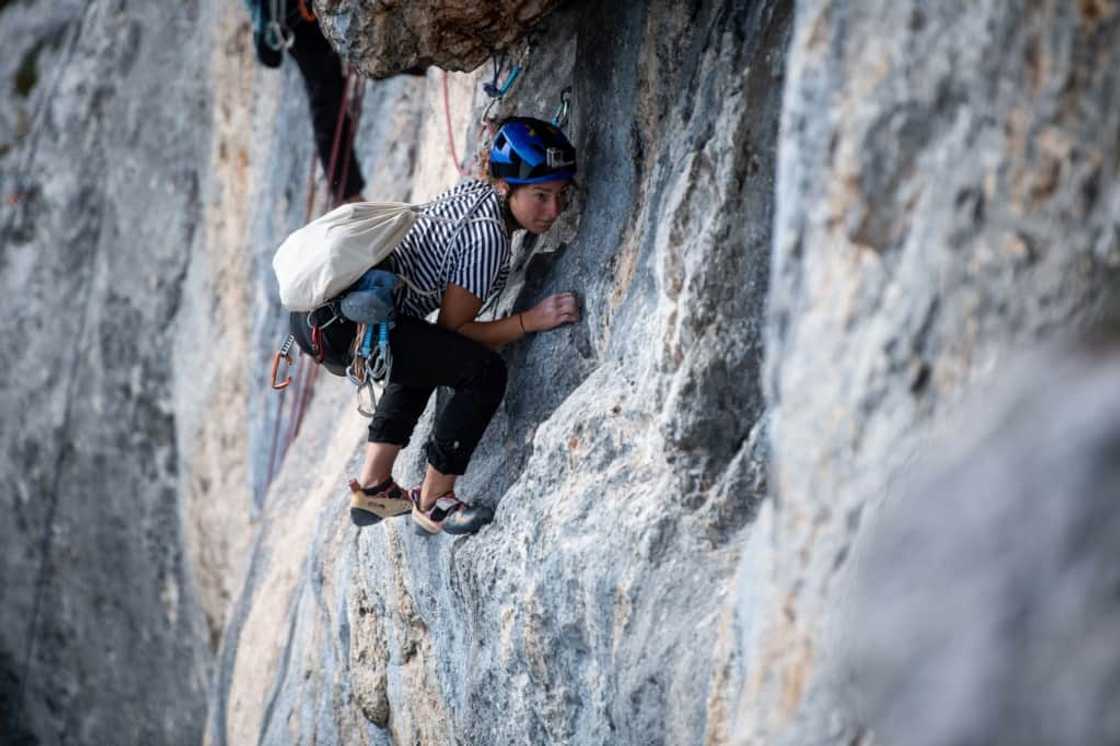 Hold on: climber Joanna Geschev on the controversial 'Fortress Europe' climb, now renamed 'FEurope', near Vienna