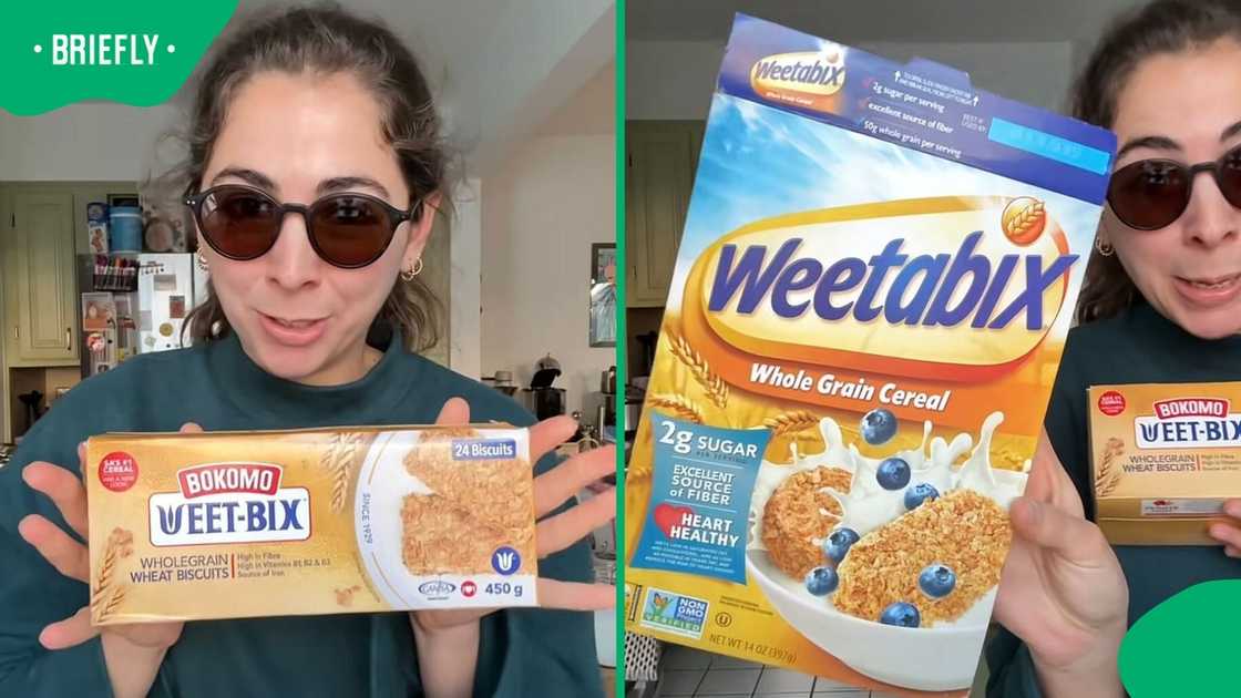 A woman compared South African Weet Bix and Canadian Weetabix in a TikTok video. A woman compared South African Weet Bix and Canadian Weetabix in a TikTok video.