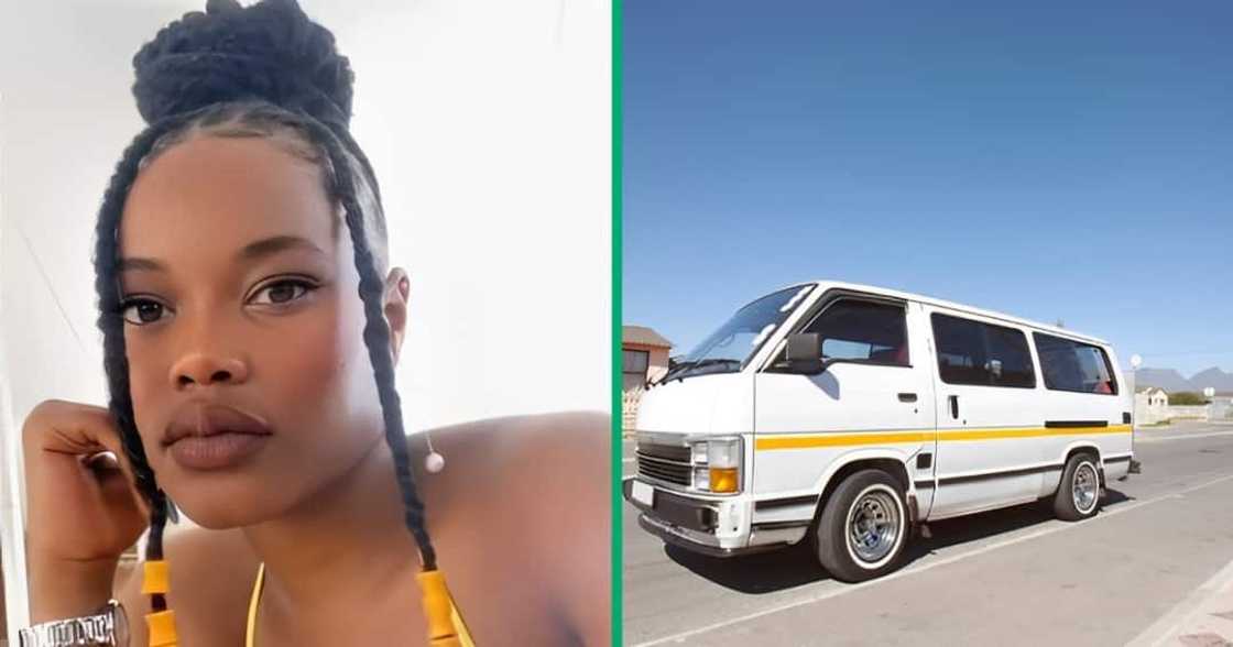 A TikTok video shows a woman unveiling a taxi transformation. A TikTok video shows a woman unveiling a taxi transformation.