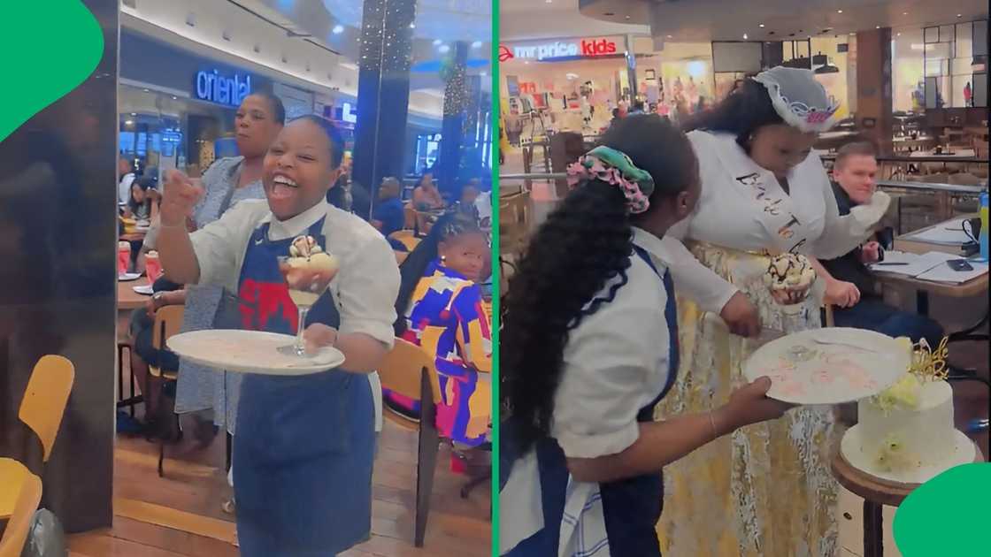A lady celebrated her bridal shower at a restaurant and received love from the staff A lady celebrated her bridal shower at a restaurant and received love from the staff