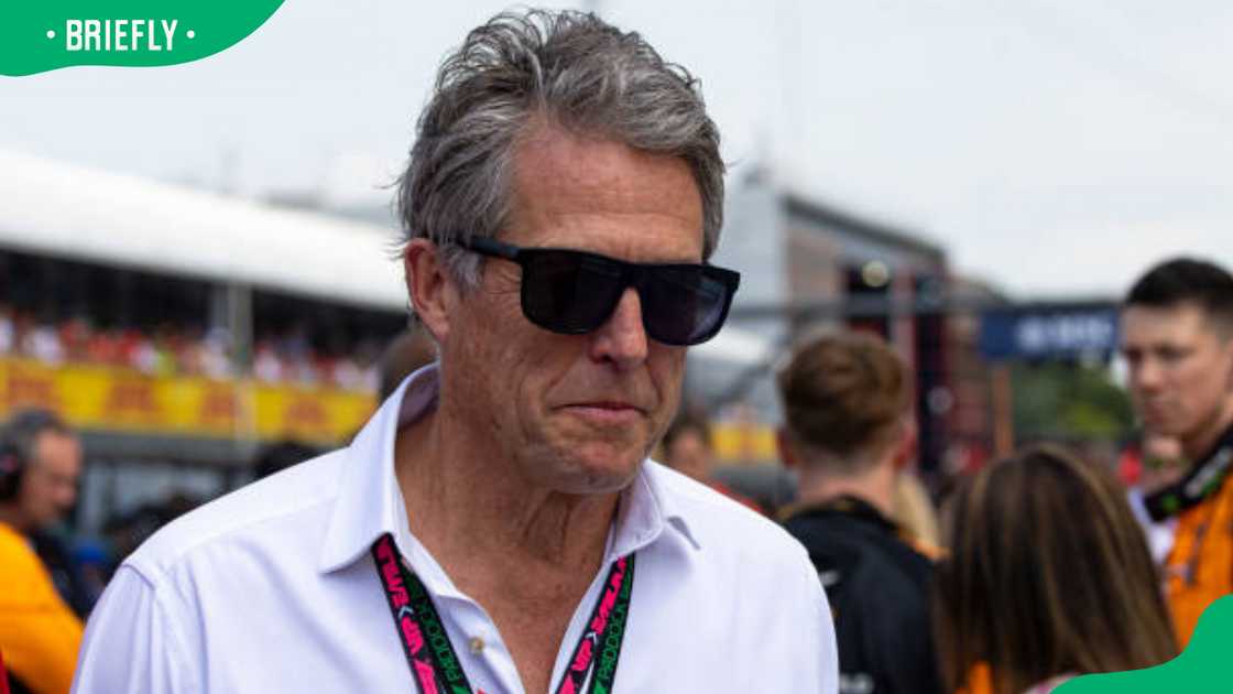 Actor Hugh Grant on the grid during the F1 Grand Prix of Emilia-Romagna Actor Hugh Grant on the grid during the F1 Grand Prix of Emilia-Romagna