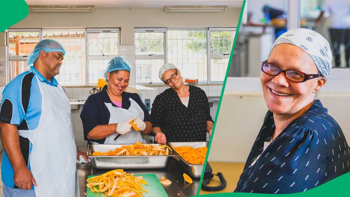 Aunty Cindy, a kitchen manager at St Joseph's Intermediate Paediatric Care, with her colleagues. Aunty Cindy, a kitchen manager at St Joseph's Intermediate Paediatric Care, with her colleagues.