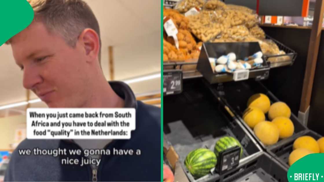 Screenshot capturing their reactions as they compare the purchased fruit to what they expected from South Africa