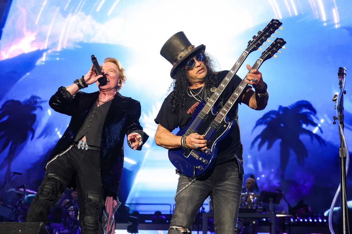 Axl Rose and Slash at the Power Trip music festival Axl Rose and Slash at the Power Trip music festival