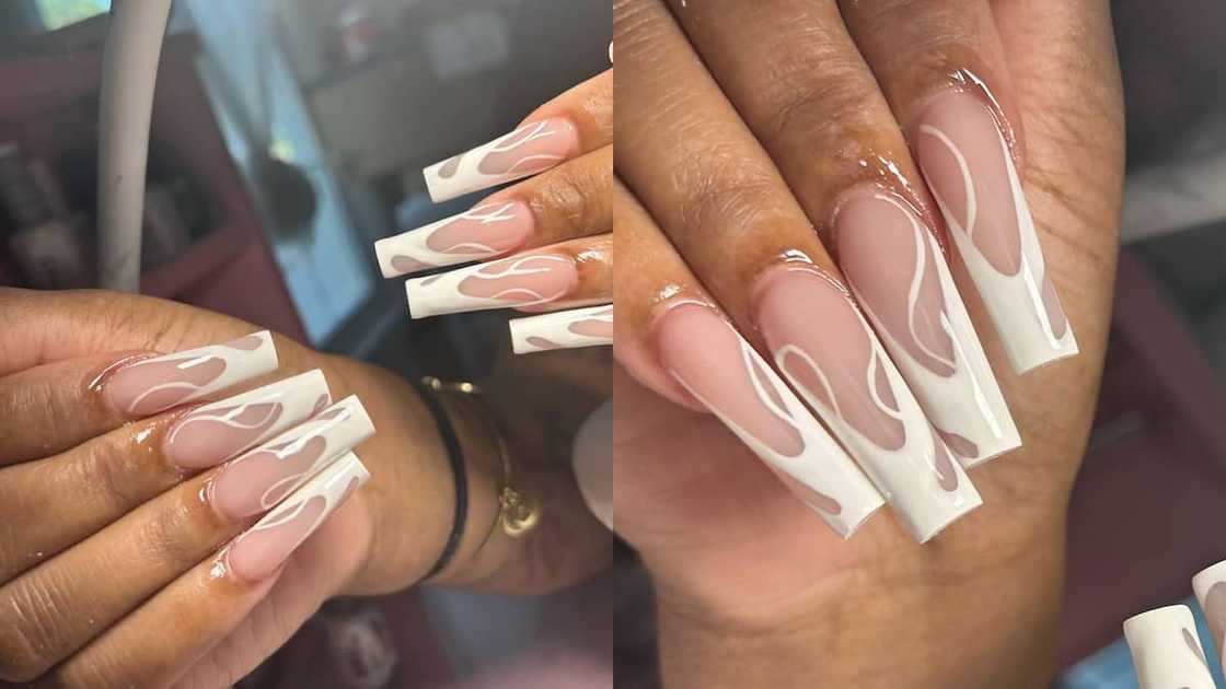 Clear nails with white tips Clear nails with white tips