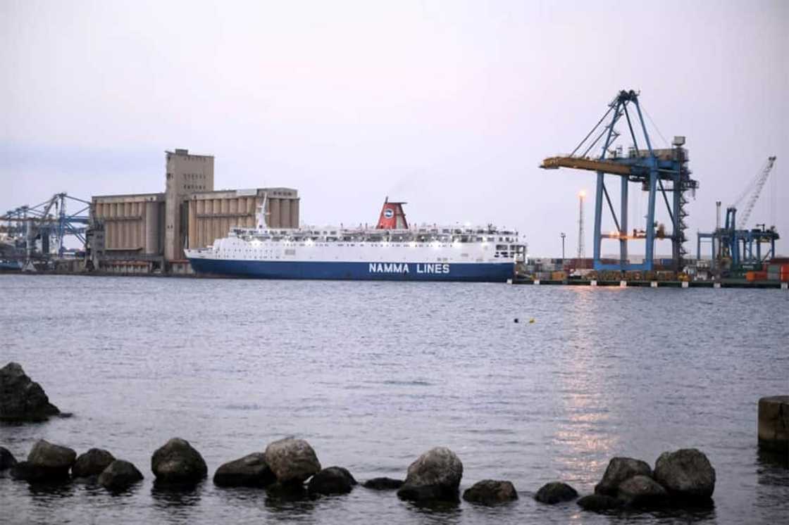 A Saudi-flagged ferry carrying war evacuees, at Port Sudan on April 25, 2023 -- international trade fell 23 percent in 2023, Sudan's port authorities said A Saudi-flagged ferry carrying war evacuees, at Port Sudan on April 25, 2023 -- international trade fell 23 percent in 2023, Sudan's port authorities said