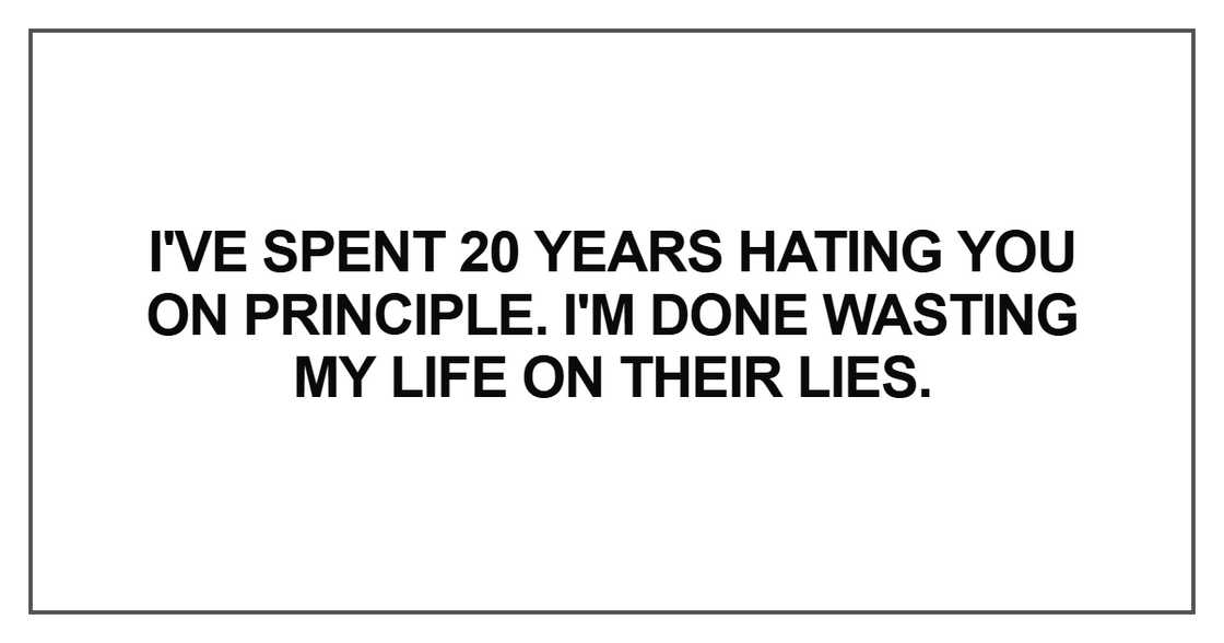 I've spent 20 years hating you on principle