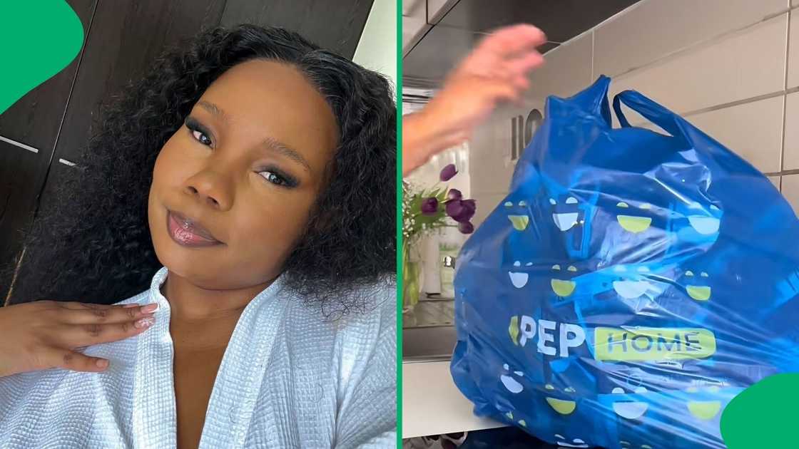 A TikTok video shows a woman unveiling her PEP Home haul.