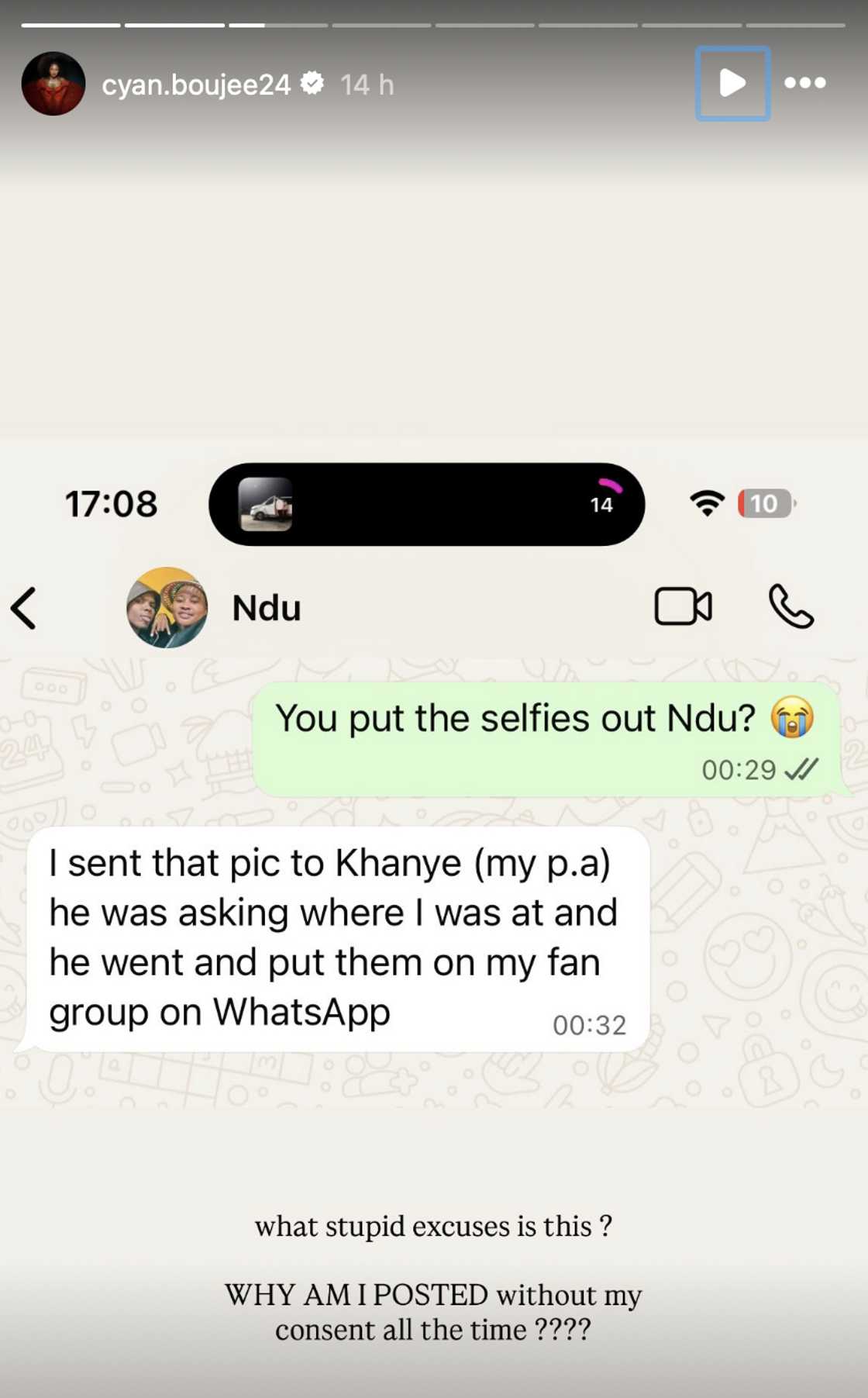 Cyan Boujee shared evidence to expose Ndu Browns Cyan Boujee shared evidence to expose Ndu Browns