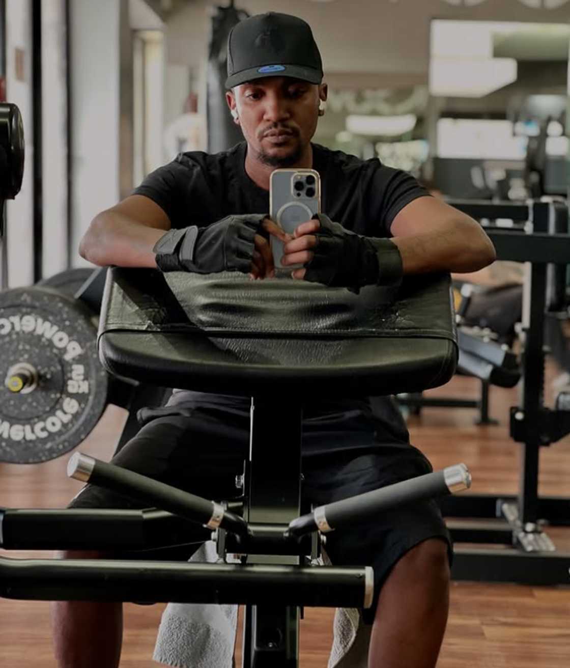 Phelo Bala is working hard at the gym. Phelo Bala is working hard at the gym.