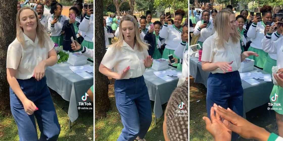 A high school teacher dancing A high school teacher dancing