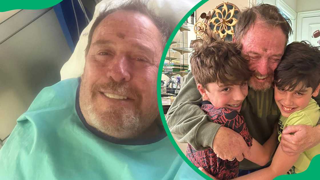 Darren Scott takes a selfie in hospital and he hugs his sons