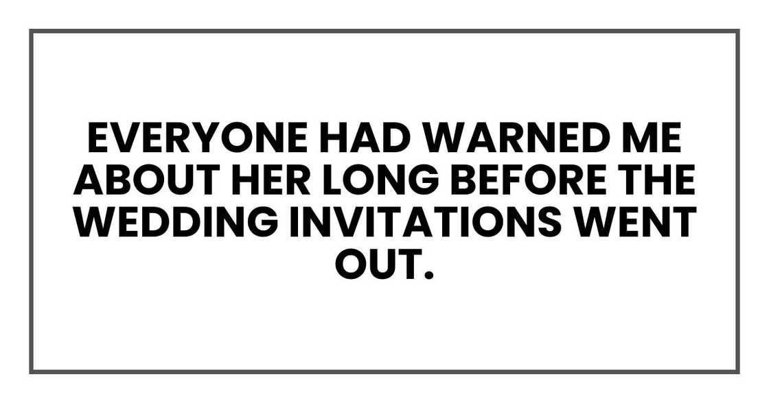 Everyone had warned me about Monica long before the wedding invitations went out. Everyone had warned me about Monica long before the wedding invitations went out.