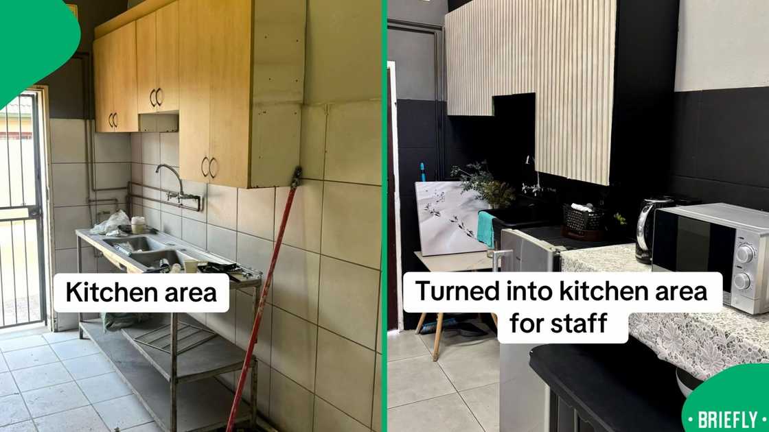 The image on the right showed the kitchen after renovations