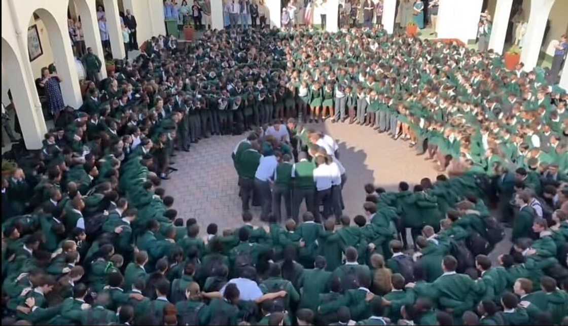 A High School Zulu war cry performed by learners wowed South Africans. A High School Zulu war cry performed by learners wowed South Africans.