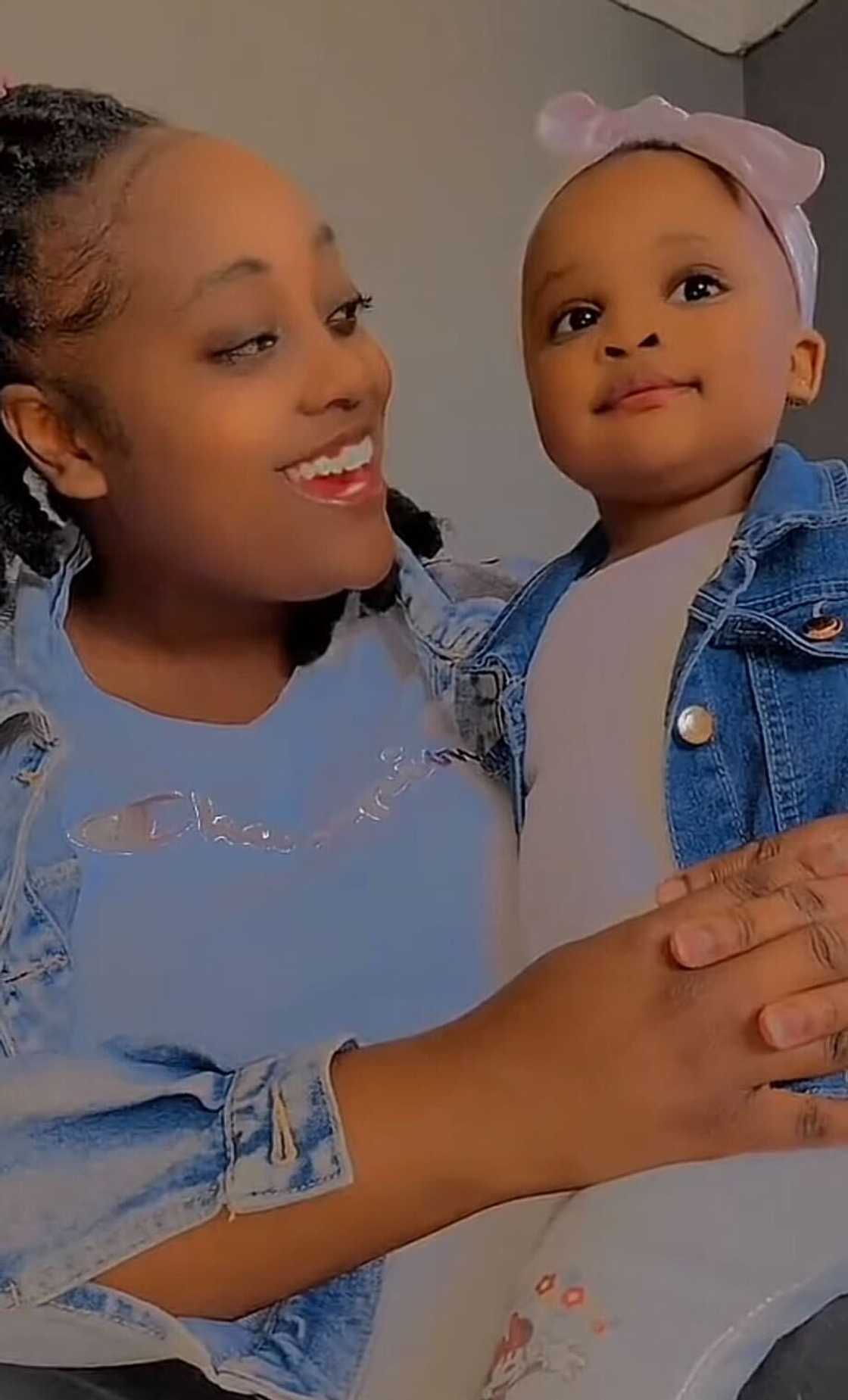 A woman in South Africa showcased her kid's Nike shoes that she ordered online.