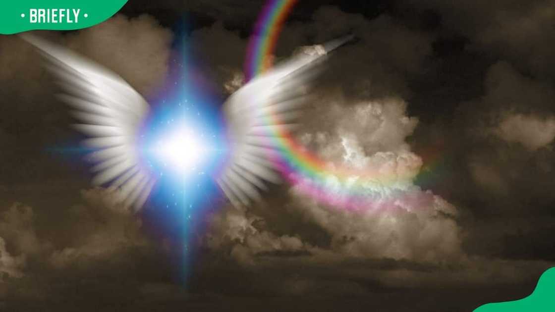 Shining light with angel's wings Shining light with angel's wings