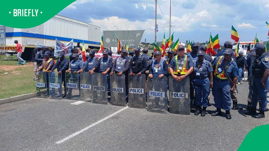 Police fired tear gas and pepper spray at dozens of Operation Dudula members protesting outside the Nasrec Expo Centre.
