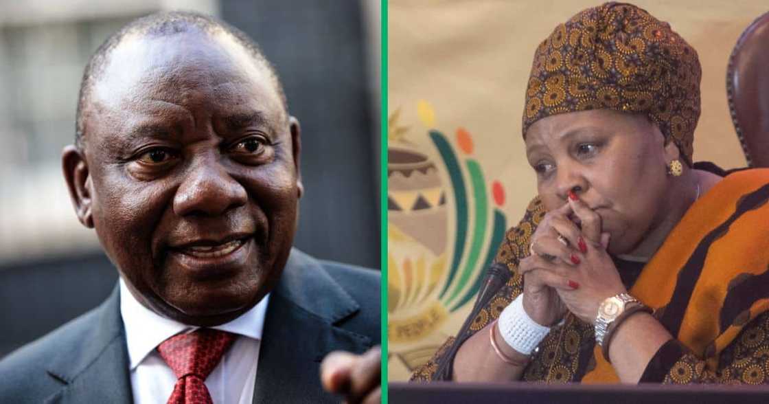 President Cyril Ramaphosa applauds former Speaker of Parliament Nosiviwe Mapisa-Nqakula for resigning from her position. President Cyril Ramaphosa applauds former Speaker of Parliament Nosiviwe Mapisa-Nqakula for resigning from her position.