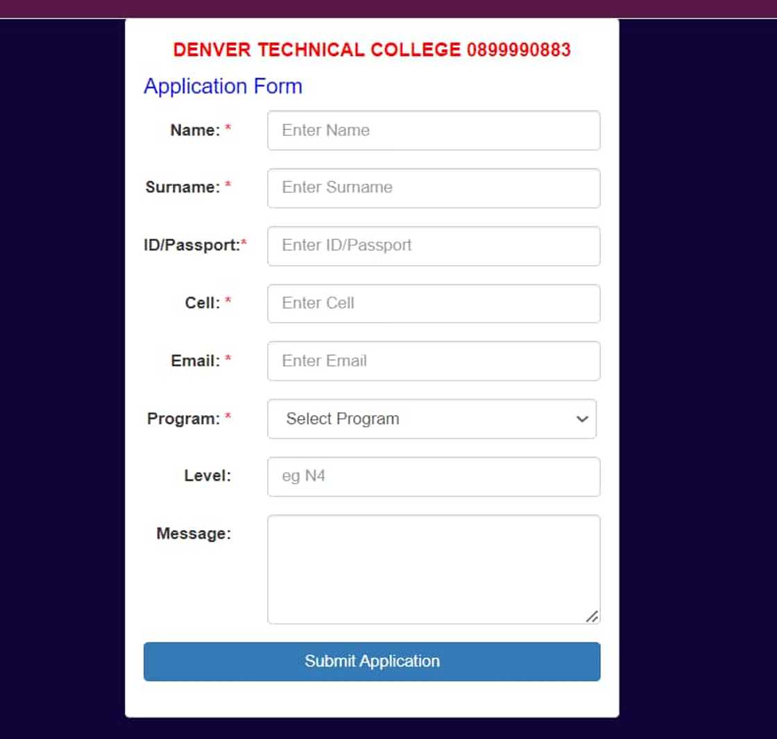 Denver Technical College portal