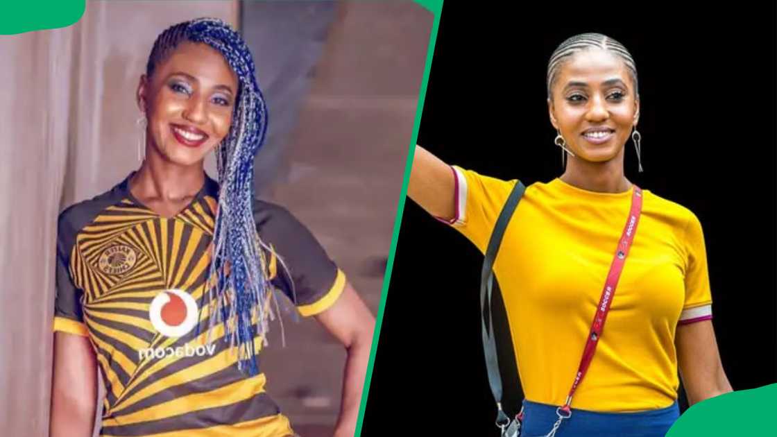 Kaizer Motaung's daughter, Kemiso Motaung, smiling with braided hair