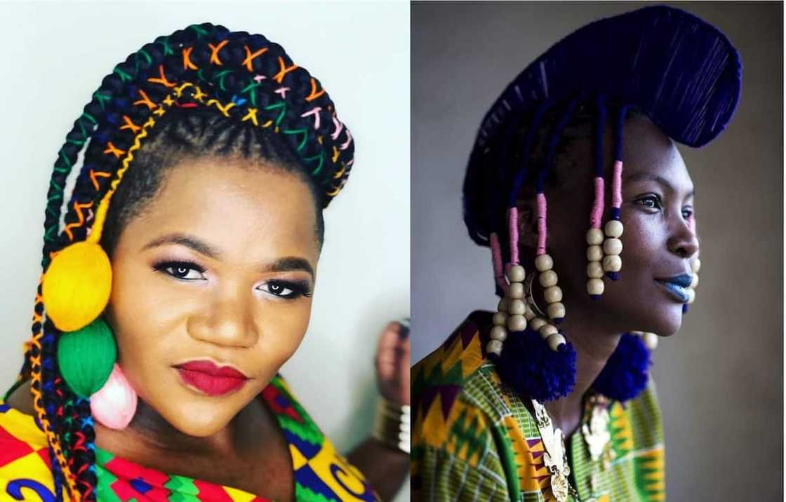 Multi-coloured Brazilian wool cornrows Multi-coloured Brazilian wool cornrows