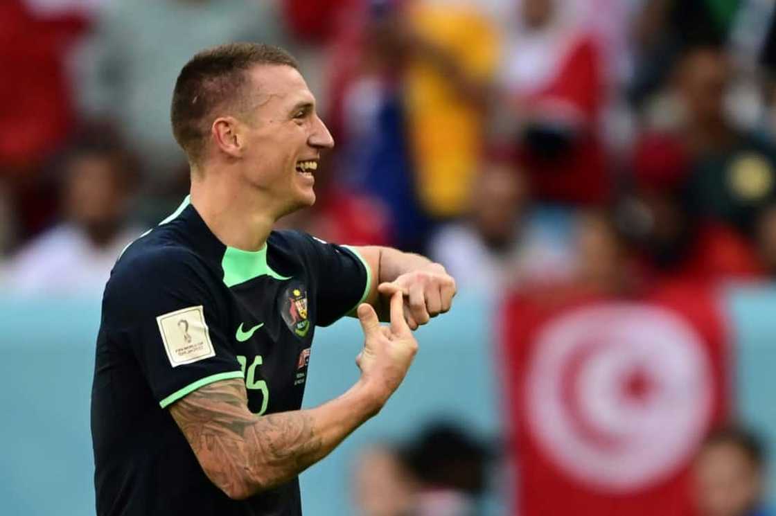 Australia's Mitchell Duke celebrates scoring against Tunisia at the World Cup in Qatar Australia's Mitchell Duke celebrates scoring against Tunisia at the World Cup in Qatar