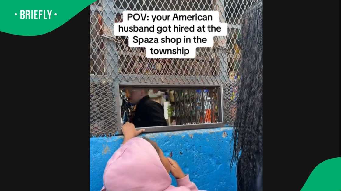 A video went viral showing a US man working in a spaza shop. A video went viral showing a US man working in a spaza shop.