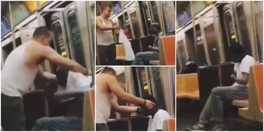 Reactions as man takes off his shirt and cap, wears it on cold stranger without cloth on train in touching video Reactions as man takes off his shirt and cap, wears it on cold stranger without cloth on train in touching video