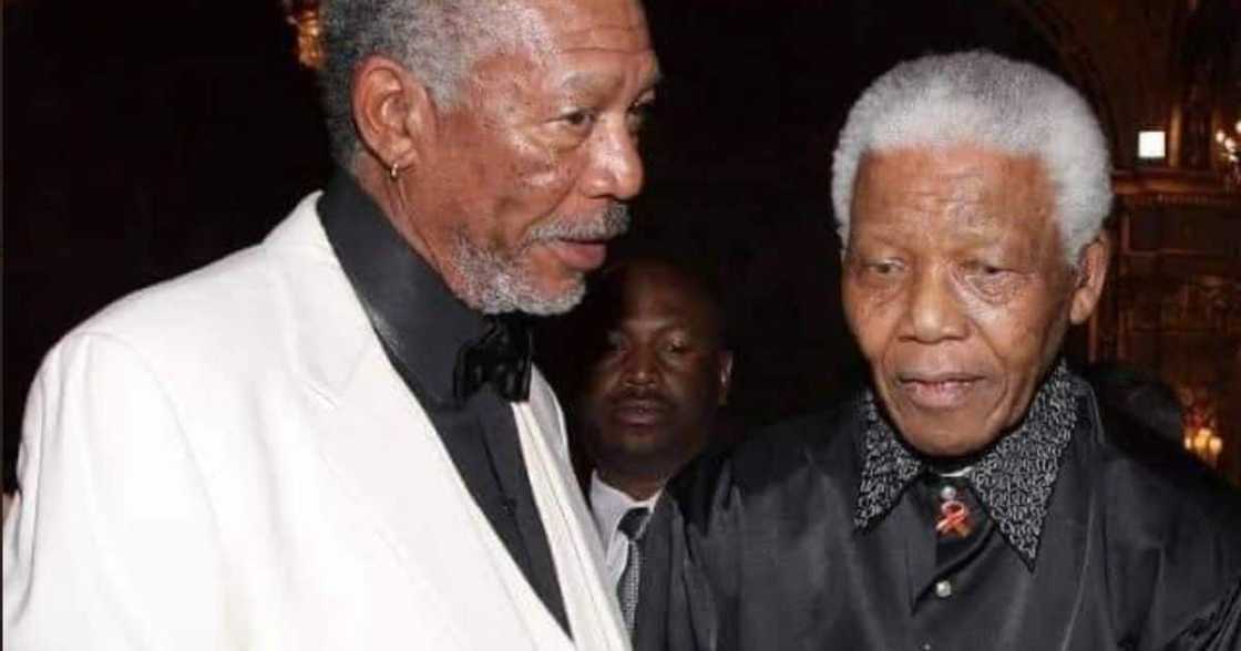 Nelson Mandela and Morgan Freeman