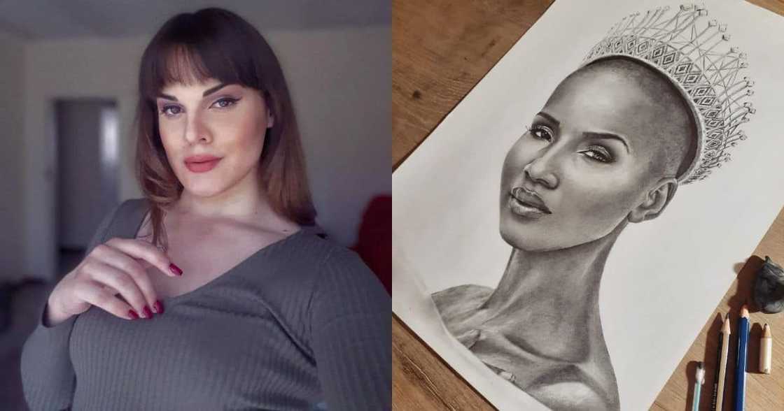 Artist's breathtaking portrait of Miss SA stuns Mzansi Artist's breathtaking portrait of Miss SA stuns Mzansi