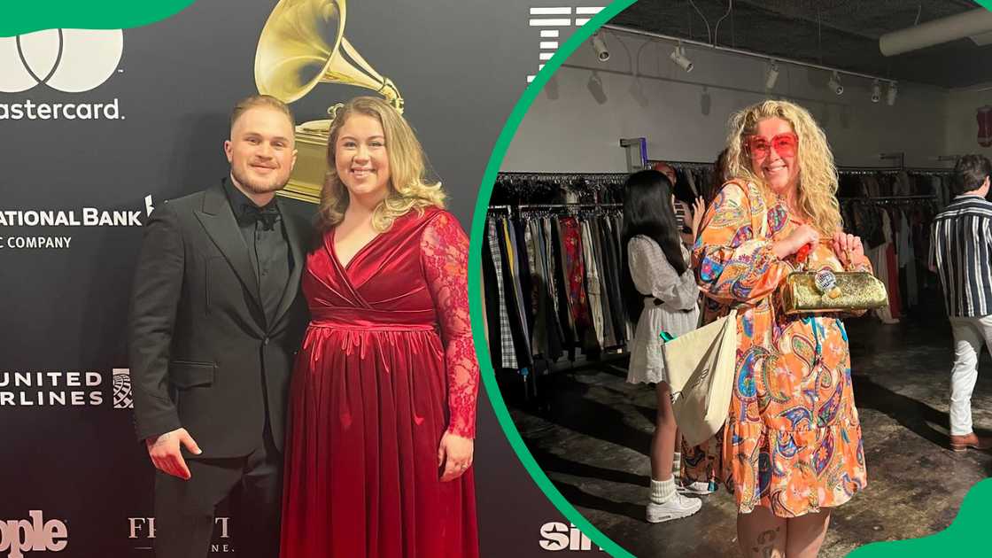 Zach Bryan and his sister MacKenzie during the Grammys (L) and her at Houston, Texas for shopping (R) Zach Bryan and his sister MacKenzie during the Grammys (L) and her at Houston, Texas for shopping (R)