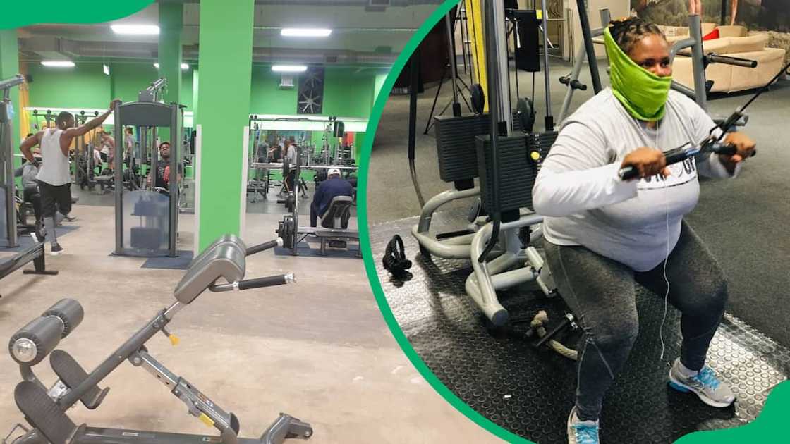 A woman and other men working out in the gym A woman and other men working out in the gym