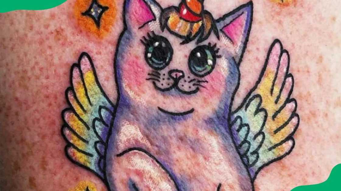 Unicorn cat tattoo