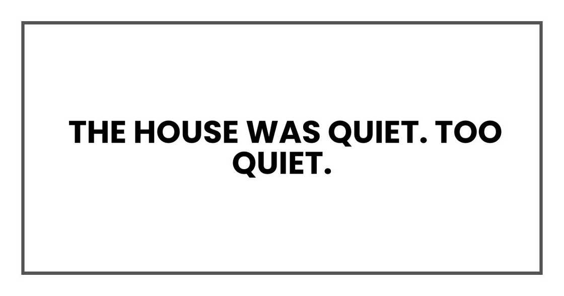 The house was quiet. Too quiet. The house was quiet. Too quiet.