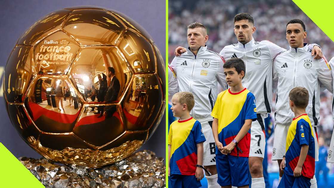 Jamal Musiala's exclusion from the 2024 Ballon d'Or has drawn the ire of Joshua Kimmich. Photos by Franck Fife and Markus Gilliar - GES Sportfoto.