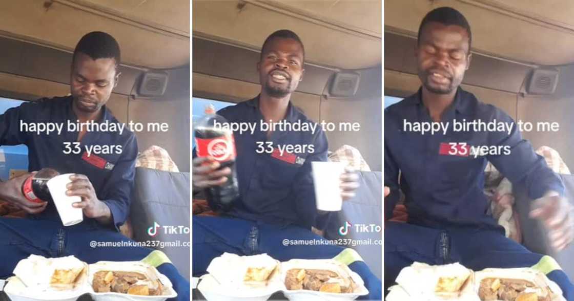 TikTok user @samuelnkuna237gmail.com shared a video showing his birthday feast and gratitude