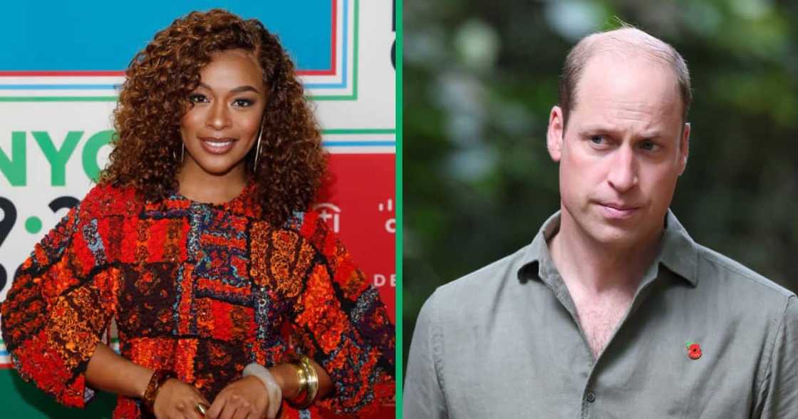 Nomzamo Mbatha was photographed alongside Prince William. Nomzamo Mbatha was photographed alongside Prince William.