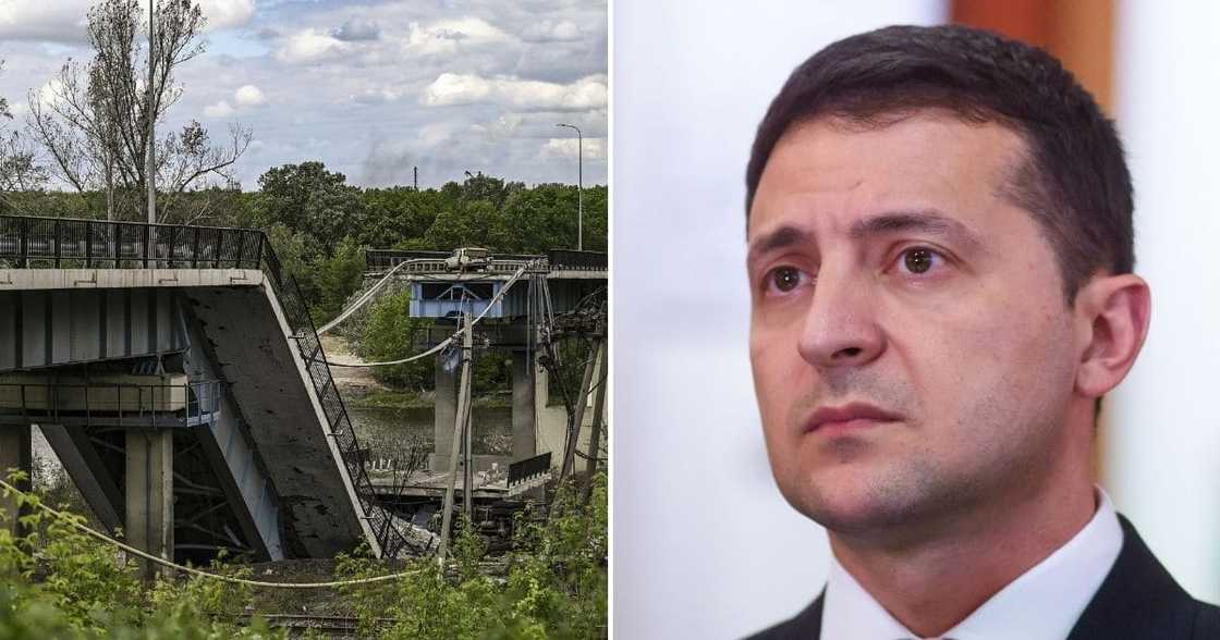 Russian, troops, destroyed, bridges, Ukrainians, trapped, Sievierodonetsk, war, President Volodymyr Zelensky Russian, troops, destroyed, bridges, Ukrainians, trapped, Sievierodonetsk, war, President Volodymyr Zelensky